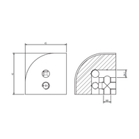 40-032-0 MODULAR SOLUTIONS ANGLE CONNECTOR 32MM X 32MM JOINT FOR CONNECTING ROUND CORNER PROFILE 90DEG